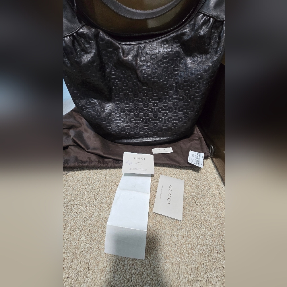 Authentic Gucci dark chocolate horsebit leather hobo and wallet set - Picture 11 of 13